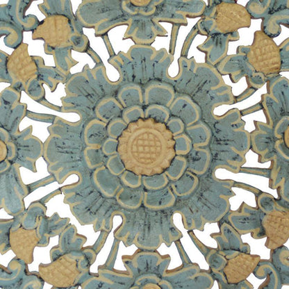 PI4 painel madeira entalhado flores redonda bali indonesia artesanato mandala artesintonia 2