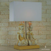 abajur luminaria balinesa casal javanes objetos etnicos decorativos indonesia decoracao artesintonia madeira iluminaria de mesa pastel 1