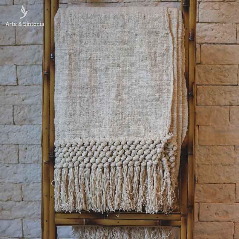 manta algodao minimalista objetos decorativos balineses artesintonia nuda fios naturais home decoration balinese franjas 5