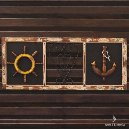 painel quadro decor naval maritima decoracao paredes casa sala litoral praiana objetos artesanais artesanato brasileiro floripa florianopolis artesintonia timao ancora 1
