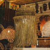 lustre luminaria teto bali palha rattan fibra natural artesanal artesanato balines bali indonesia arte decorativa artesanato
