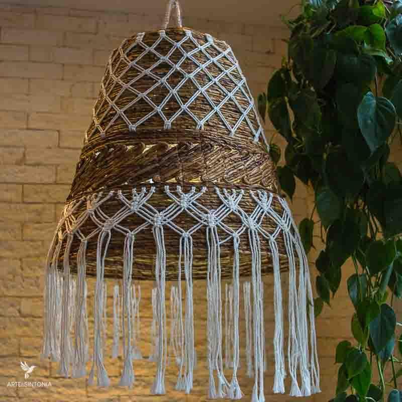 Peça pendente em fibra natural para ambientes com estilo acolhedor 