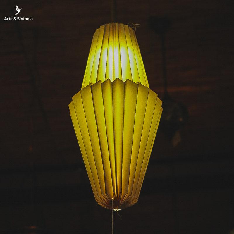 lustre luminaria de teto pendente uana florianopolis casacor origami papel mache design arte brasileira home decor casa lar luz light lamps paper