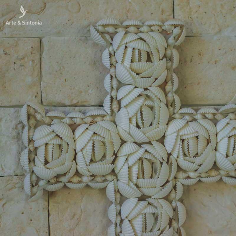 escultura cruz conchas bali balines artesanal home decor decoracao parede decorativo artesintonia 4