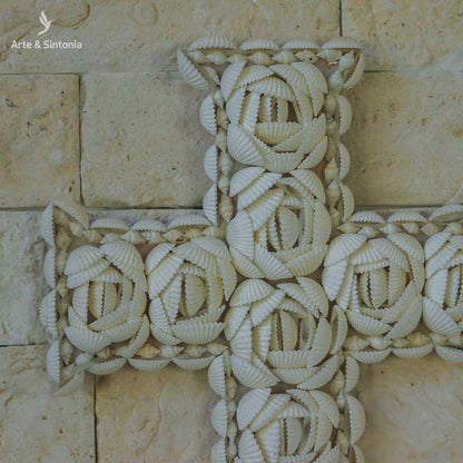 escultura cruz conchas bali balines artesanal home decor decoracao parede decorativo artesintonia 4