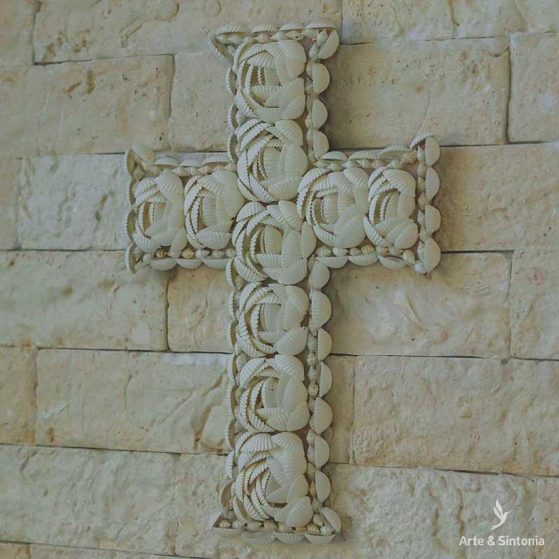 escultura cruz conchas bali balines artesanal home decor decoracao parede decorativo artesintonia 2