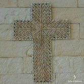 escultura cruz conchas bali balines artesanal home decor decoracao parede decorativo artesintonia