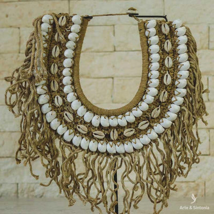 colar decorativo buzios concha home decor decoracao balinesa bali indonesia artesanal artesintonia boho terroso marrom natural fibras franjas 5
