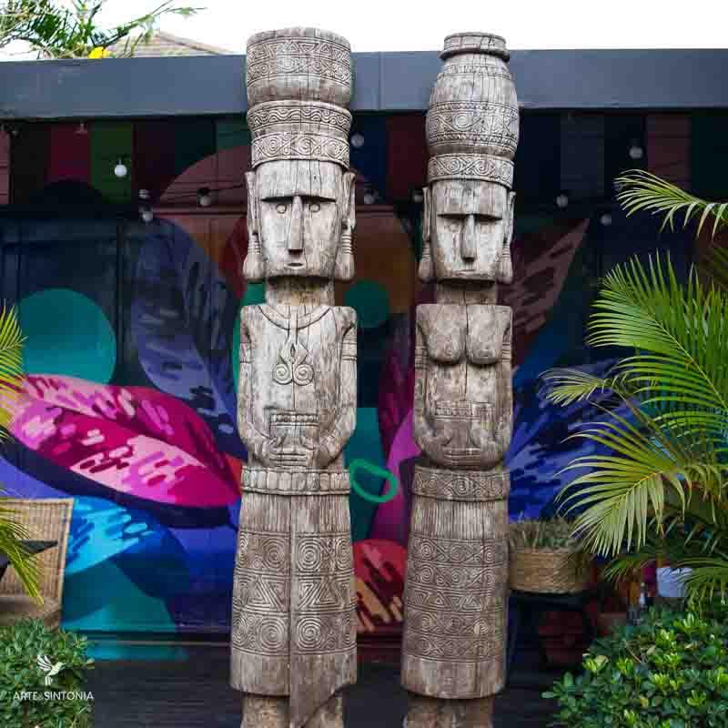 totem poles wooden carving papua new guinea escultura madeira rustica etnico