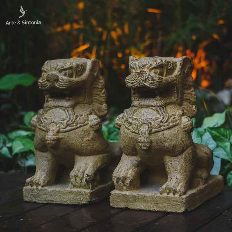 esculturas leoes fu claro budistas cimento divindades hindu hinduismo home decor decoracao jardim garden zen bali indonesia artesintonia 1