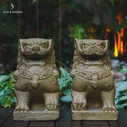 esculturas leoes fu claro budistas cimento divindades hindu hinduismo home decor decoracao jardim garden zen bali indonesia artesintonia 2