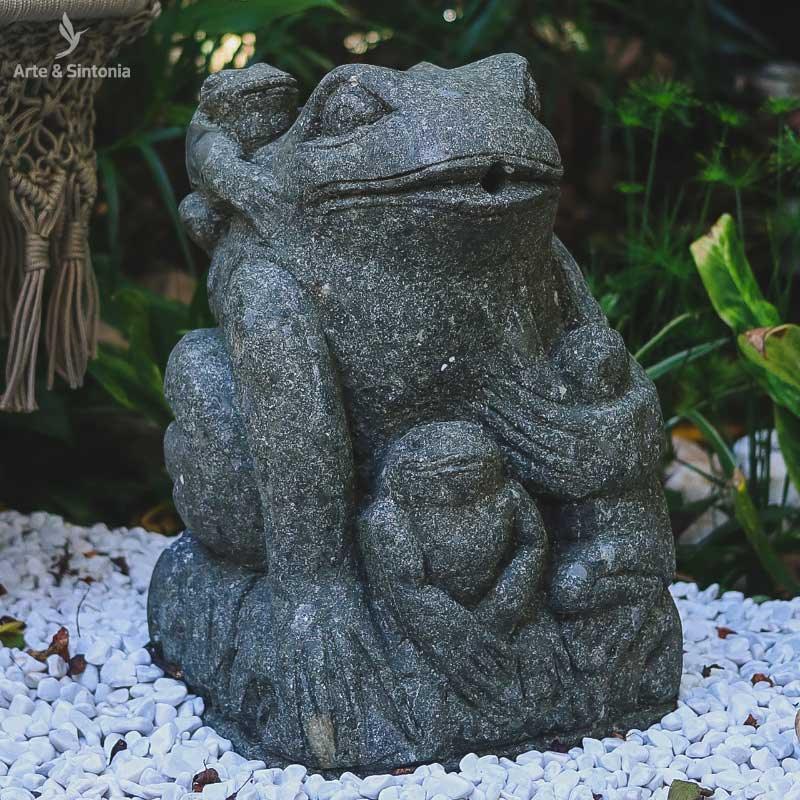 fonte sapo animais prosperidade pedra decoracao decor garden bali zen balinesa artesanato a mao handmade