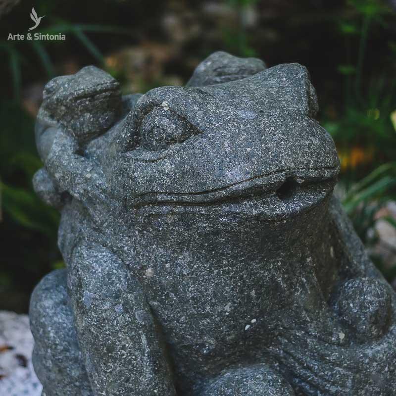 fonte sapo animais prosperidade pedra decoracao decor garden bali zen balinesa artesanato a mao handmade