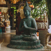 escultura jardim garden buda buddha budismo home decor decoracao decorativo artesanato artesanal bali balines budista divindade divindades fibrocimento verde green