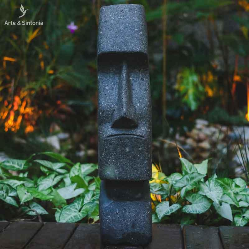estatua escultura rapa nui ilha de pascoa pedra decorativa home decor decoracao decorativa para jardim garden artesintonia moai estatuas stone green vulcanica lava 3
