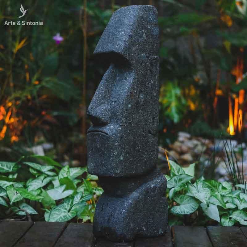estatua escultura rapa nui ilha de pascoa pedra decorativa home decor decoracao decorativa para jardim garden artesintonia moai estatuas stone green vulcanica lava 1