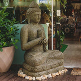 Estátua Buda de Pedra Vulcânica 120cm - Arte & Sintonia bali23, budas, estatuas de jardim, garden, lancamentos, pedra