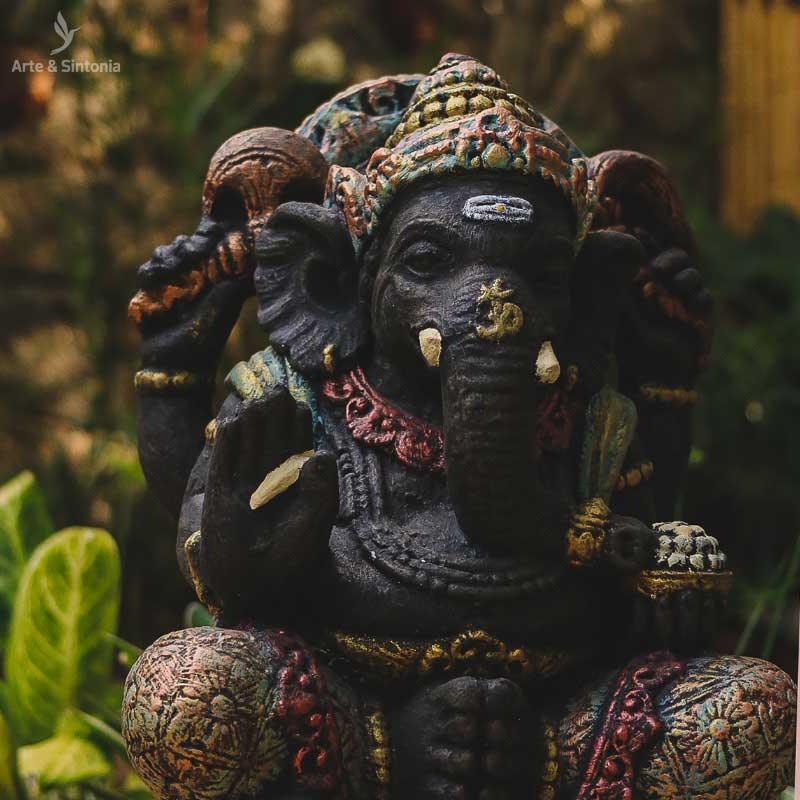 escultura para jardim hindu ganesh ganesha pedra colorido decoracao hindu zen artesanal bali arte artesintonia 3