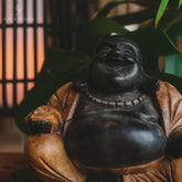 escultura buddha buda happy feliz gordo madeira divindades hindu hinduismo artesanal artesanato bali indonesia artesintonia