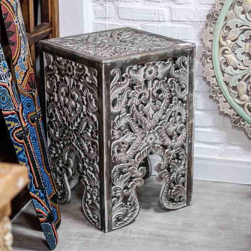 mesa canto móvel bali indonésia decoration decoração zen artesanato madeira mandala entalhada wood carved loja online artesintonia