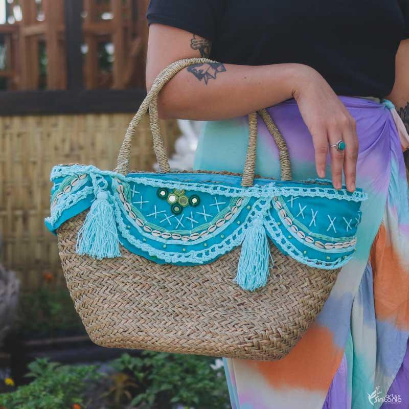 bolsa fibra natural azul artesanal moda bali indonesia artesintonia 1