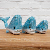 baleia madeira pátina trio objeto decorativo home wood carving bali indonésia loja artesintonia comprar