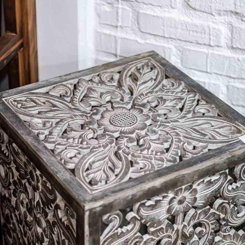 banqueta móveis balineses indonésia decoração decorativo zen arte madeira mandala esculpida carving mobile balinese loja comprar artesintonia