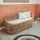 sofa sofá fibra natural rattan bali decor decoração decorativo decoration móvel móveis mobiliário almofada conforto comfort home house boho bali indonésia artesão artesanato 
