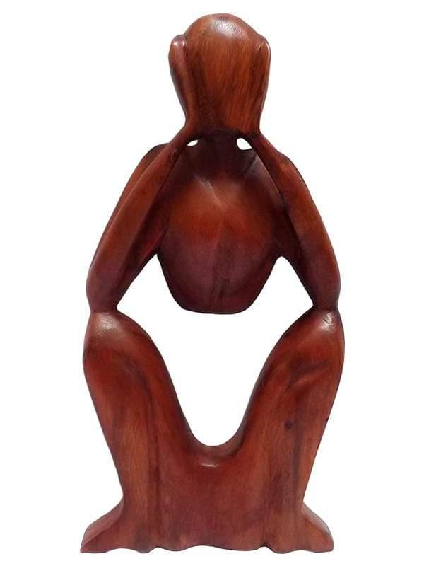 escultura abstrata pensador madeira arte decorativa bali indonesia 30cm 1