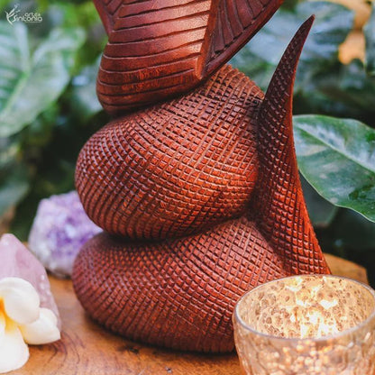 escultura cobra naja madeira esculpida animais decorativos home decor artesintonia 2