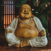 GL32 buda buddha happy artesintonia feliz decoracao bali madeira entalhada patina 
