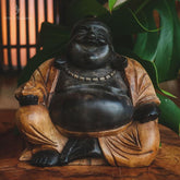 Escultura Happy Buddha 20cm | Bali - Arte & Sintonia bali 2021, bali 22, buda, madeira suar