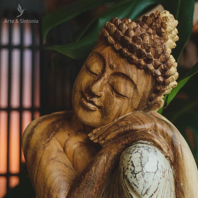 buda decoracao escultura madeira carving wood artesintonia buddha home decoration zen decoracoes balinesas divindades budismo budista patina 