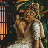 buda decoracao escultura madeira carving wood artesintonia buddha home decoration zen decoracoes balinesas divindades budismo budista patina 