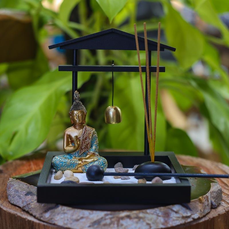 jardim zen budista buda portal incensário incenso porta incenso garden decor tranquilidade decoration