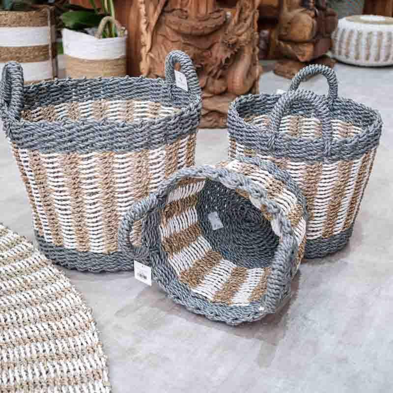 cesto erva marinha boho decoração artesanato bali indonésia trançado colorido basket braided colorful loja artesintonia