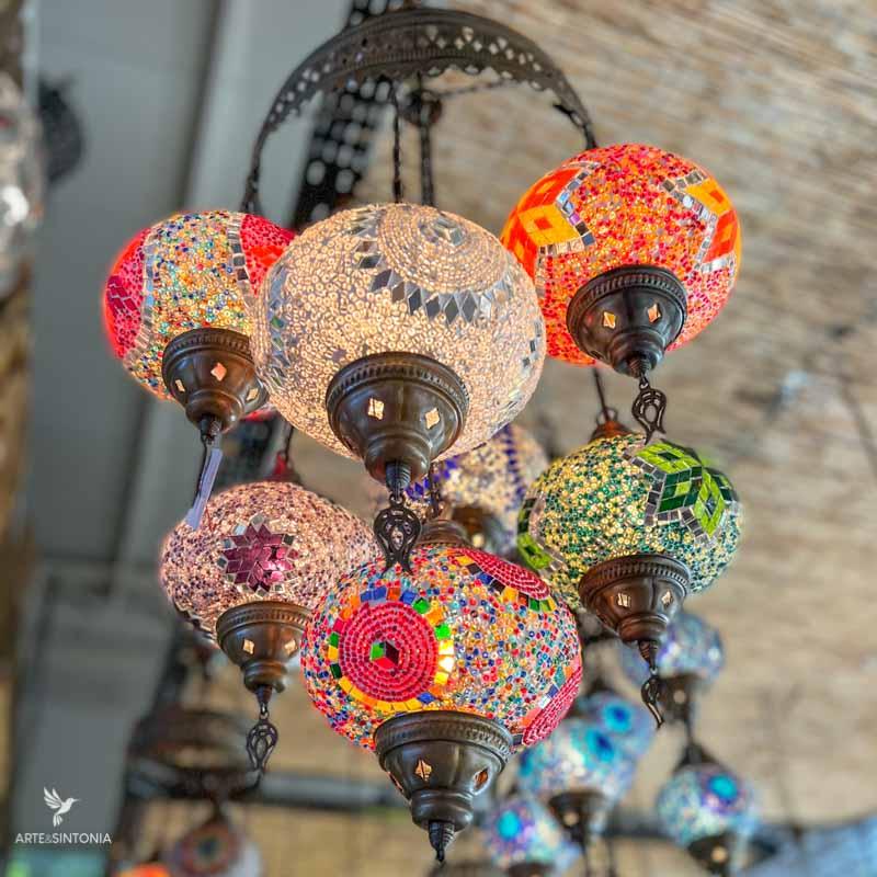 lustres-pendentes-turcos-lamps-turquia-turcas-turkish-objetos-decorativos-artesanais-mosaico-vidros-coloridos-mix-cupulas-orientais-