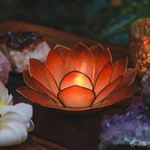 suporte porta velas lotus laranja madreperola home decor artesintonia 4