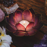 suporte porta velas lotus roxo roxa madreperola home decor artesintonia 2