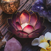 suporte porta velas lotus roxo roxa madreperola home decor artesintonia 3