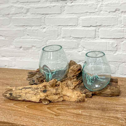 vaso terrário tronco madeira teca teka wood glass zen decor decoração decoration home casa lar bali balinês balinesa arte artesão artesanato indonésia